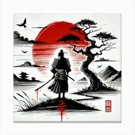 Samurai and sunrise Leinwandbild