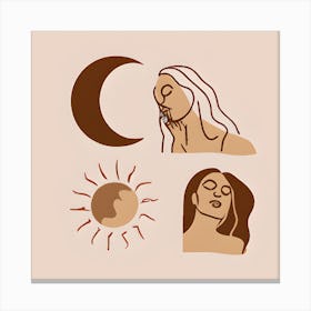 Celstial Woman Lineart Collage Canvas Print