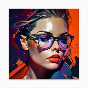 Fine Art Style Portrait Girl In Glasses Canvas Print