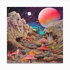 Mushroom Moonscape 1 Square Canvas Print
