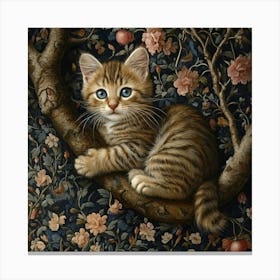 Kitten In A Tree Art Canvas Print