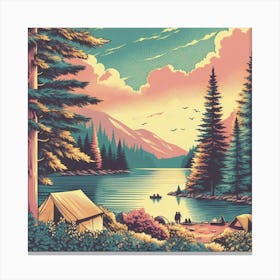 Camp By The Lake Canvas Print