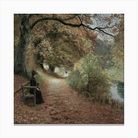 Woman Sitting On A Bench Canvas Print