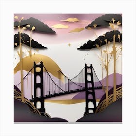 Golden Gate Bridge textured monochromatic Canvas Print