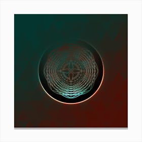 Geometric Neon Glyph on Jewel Tone Triangle Pattern 313 Canvas Print
