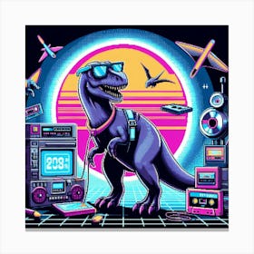 8-bit time-traveling dinosaurs 2 Canvas Print