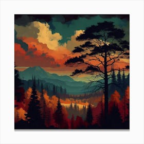 Sunset In The Forest 61 Canvas Print