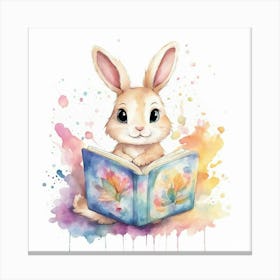 Bunny Reading A Book Canvas Print