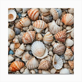 Water Colored Painting Focus On The Intricate Details And Textures Of Different Seashells Washed Up 1 Canvas Print