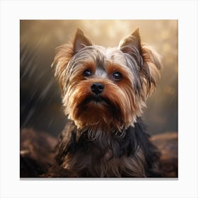 Yorkshire Terrier Dog In The Rain Canvas Print