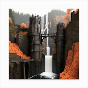 Leonardo Diffusion Xl A Gothic Render Of Multnomah Falls With 0 Canvas Print