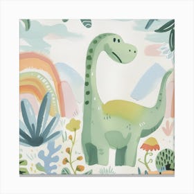 Cute Muted Brachiosaurus Dinosaur  3 Canvas Print