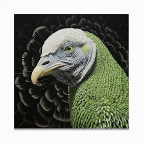 Ohara Koson Inspired Bird Painting Turkey 4 Square Canvas Print