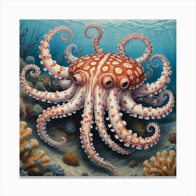 Mimic Octopus Illustration Art Print Canvas Print