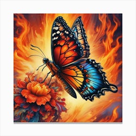 Butterfly On Fire Canvas Print