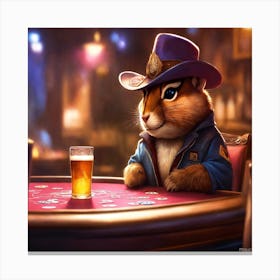 Chipmunk At The Poker Table Canvas Print