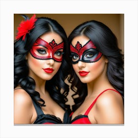 Beautiful Women In Masks Canvas Print