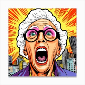 Old Woman Screaming Canvas Print