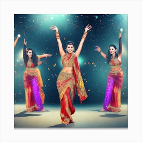 Indian Dancers On Stage Canvas Print