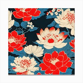 Japanese Floral Pattern Canvas Print