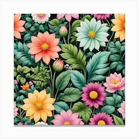 Floral Seamless Pattern 31 Canvas Print