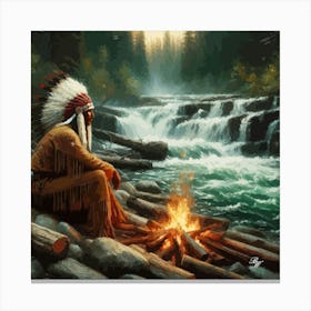 Oil Texture Native American Warrior 4 Copy Canvas Print