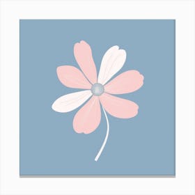 A White And Pink Flower In Minimalist Style Square Composition 48 Canvas Print