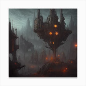 Sci-fi evil uneartly kingdom steampunk style art print Canvas Print