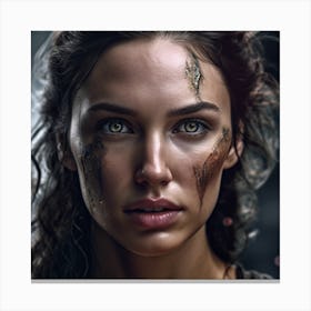 Girl With Makeup On Her Face Canvas Print