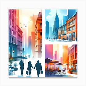 Set Of Cityscapes Canvas Print