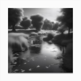 River In Black And White 3 Canvas Print