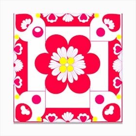 Red Flower tile, pattern art Canvas Print