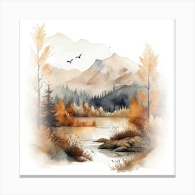 Watercolor Autumn Landscape 51 Canvas Print