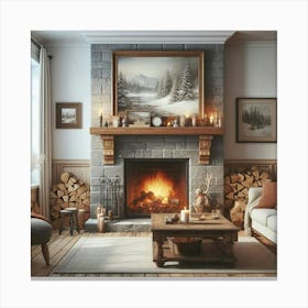 Fireplace In A Living Room 1 Canvas Print