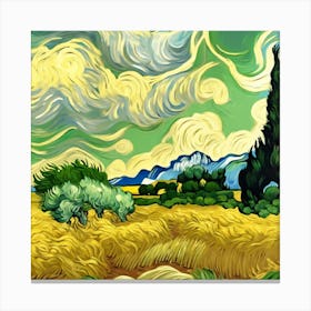 A Wheatfield With Cypresses, Vincent van Gogh 14 Canvas Print