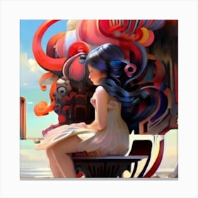 Girl Sitting On A Chair Canvas Print