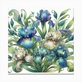 Blueflowers, watercolour Canvas Print