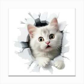 Cat Peeking Out Of A Hole Canvas Print