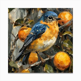 Bluebird On Oranges Canvas Print