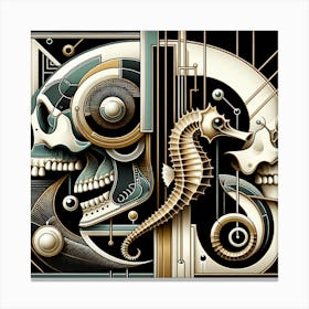 Skull and Seahorse (art deco version) Canvas Print