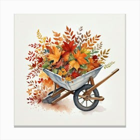 Autumn Leaves In A Wheelbarrow Canvas Print