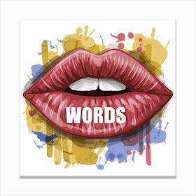 Fashion Lips And Among Them The Word Words Canvas Print