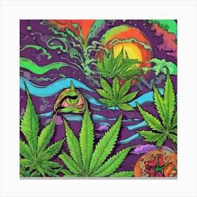 Marijuana Leaves In The Water Canvas Print