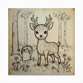 Deer In The Woods 80 Canvas Print