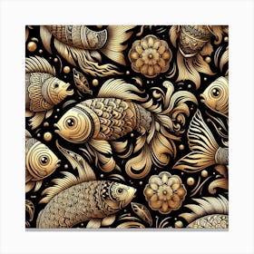 Fish, gold color 3 Canvas Print