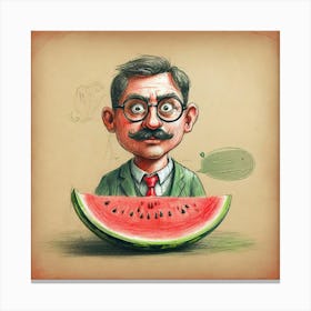 Cartoon Man With Watermelon 1 Canvas Print