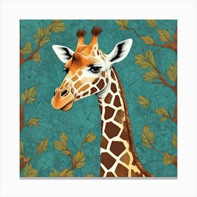 Abstract Pattern Of A Giraffe With Its Head In The Tress art print 2 Canvas Print