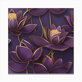 Lotus Flower Seamless Pattern Canvas Print