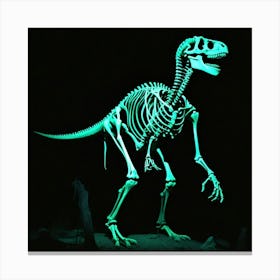 Dinosaur Skeleton Bones Glow Dark Prehistoric Fossil Paleontology Radiant Luminescent Haun Canvas Print