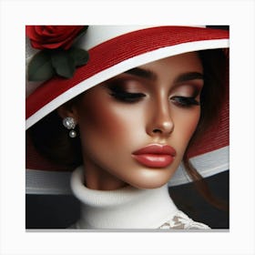 Portrait Of A Woman Wearing A Hat Canvas Print